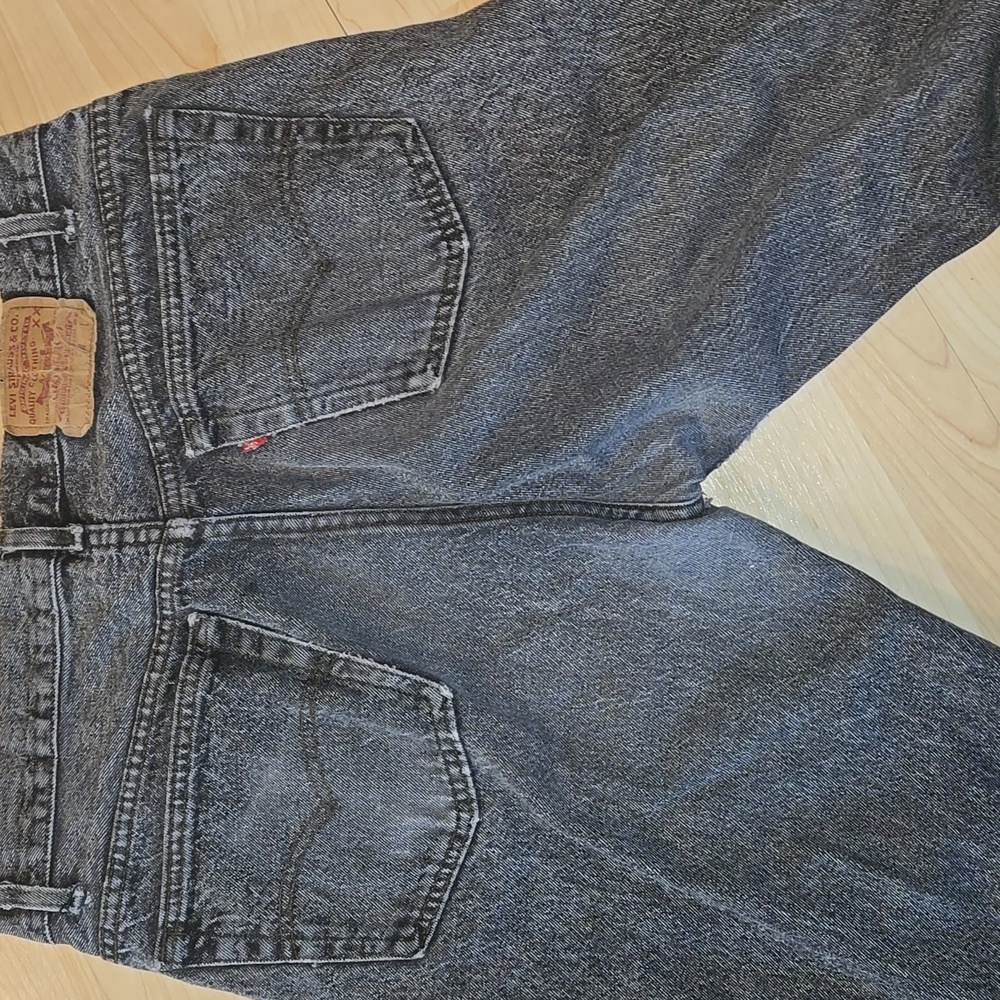 Vintage Levi 501 Button Fly Black Wash Jeans 38x32 Usa Made Ripped Crotch